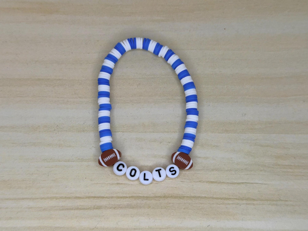 Colts Inspired Clay Bead and Earrings Set Denver Team Spirit Jewelry Game Day