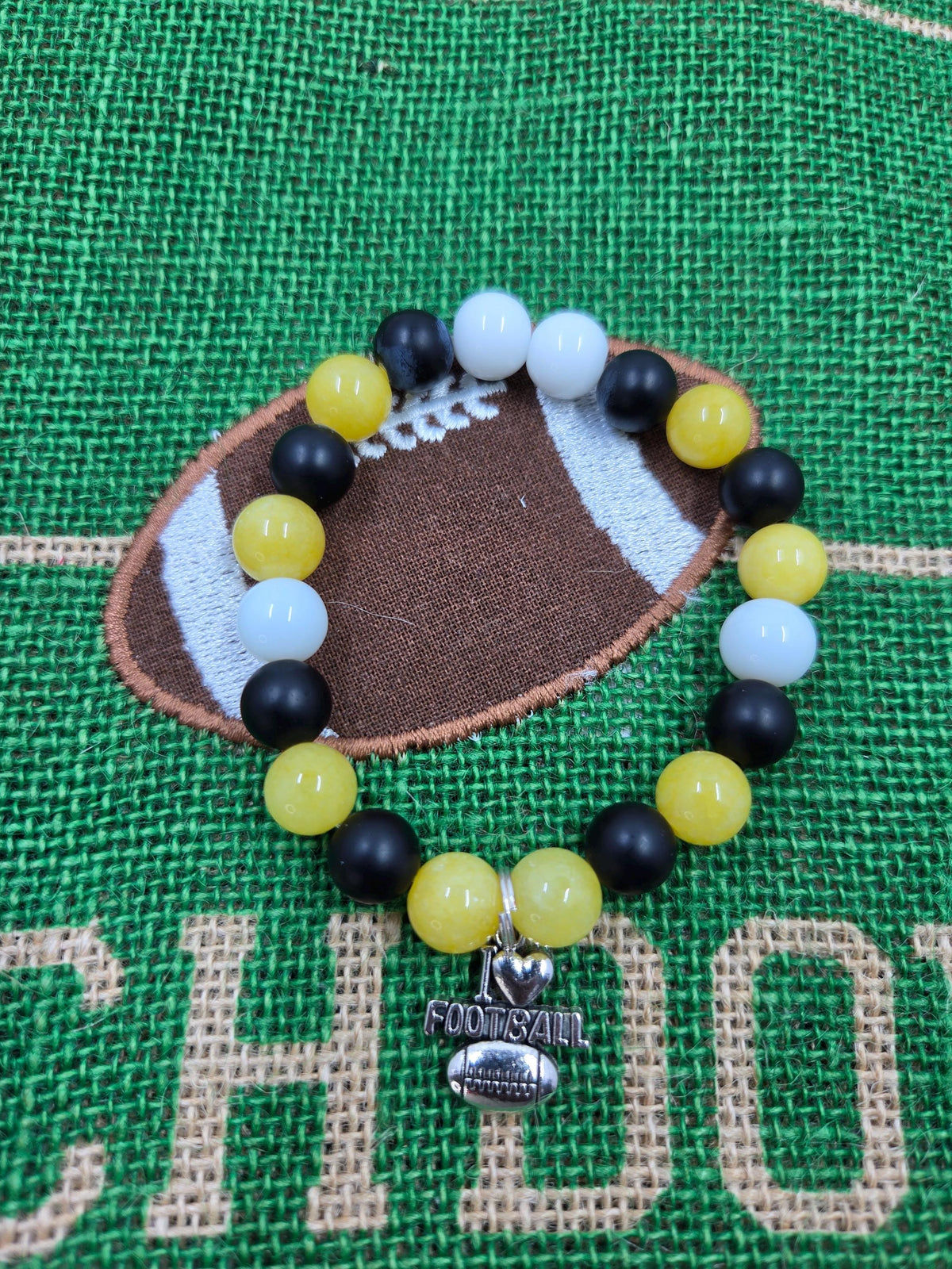 Steelers Inspired Handmade Football Charms Bracelets Set