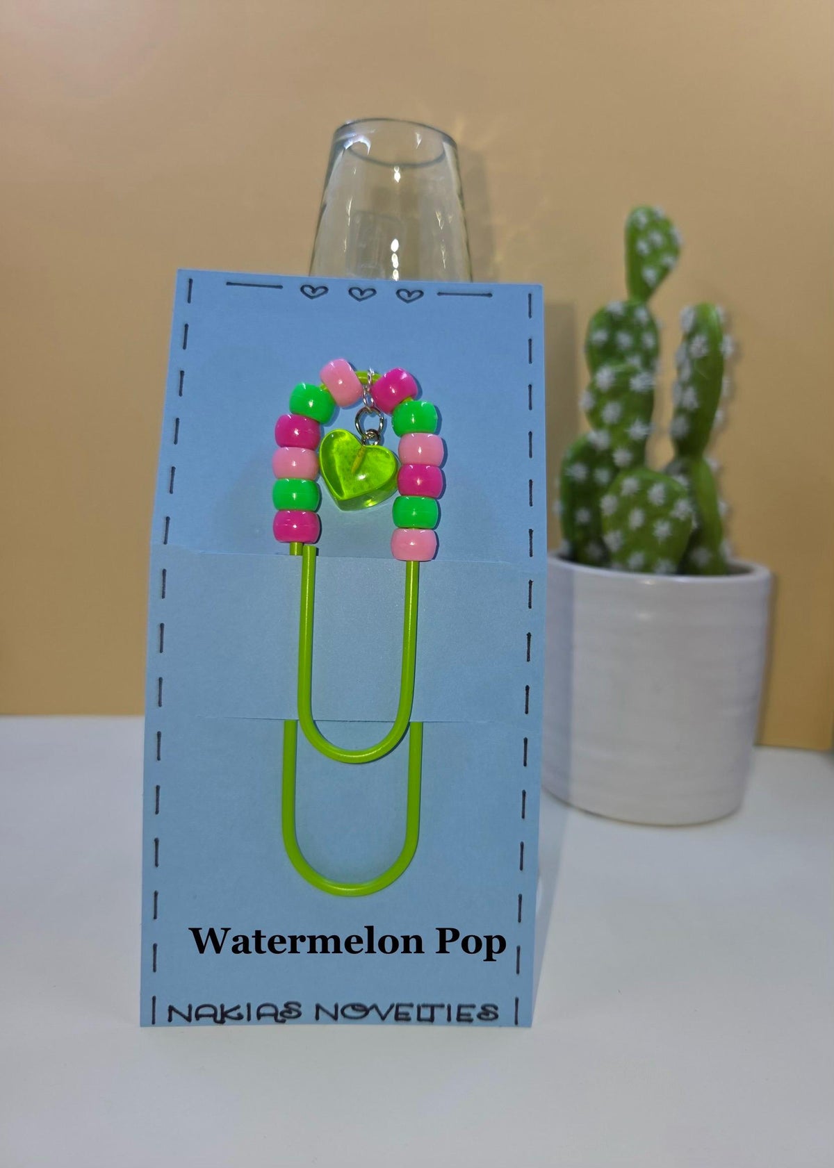 Beaded Jumbo Paper Clips with Heart Charms | Colorful Planner Accessories