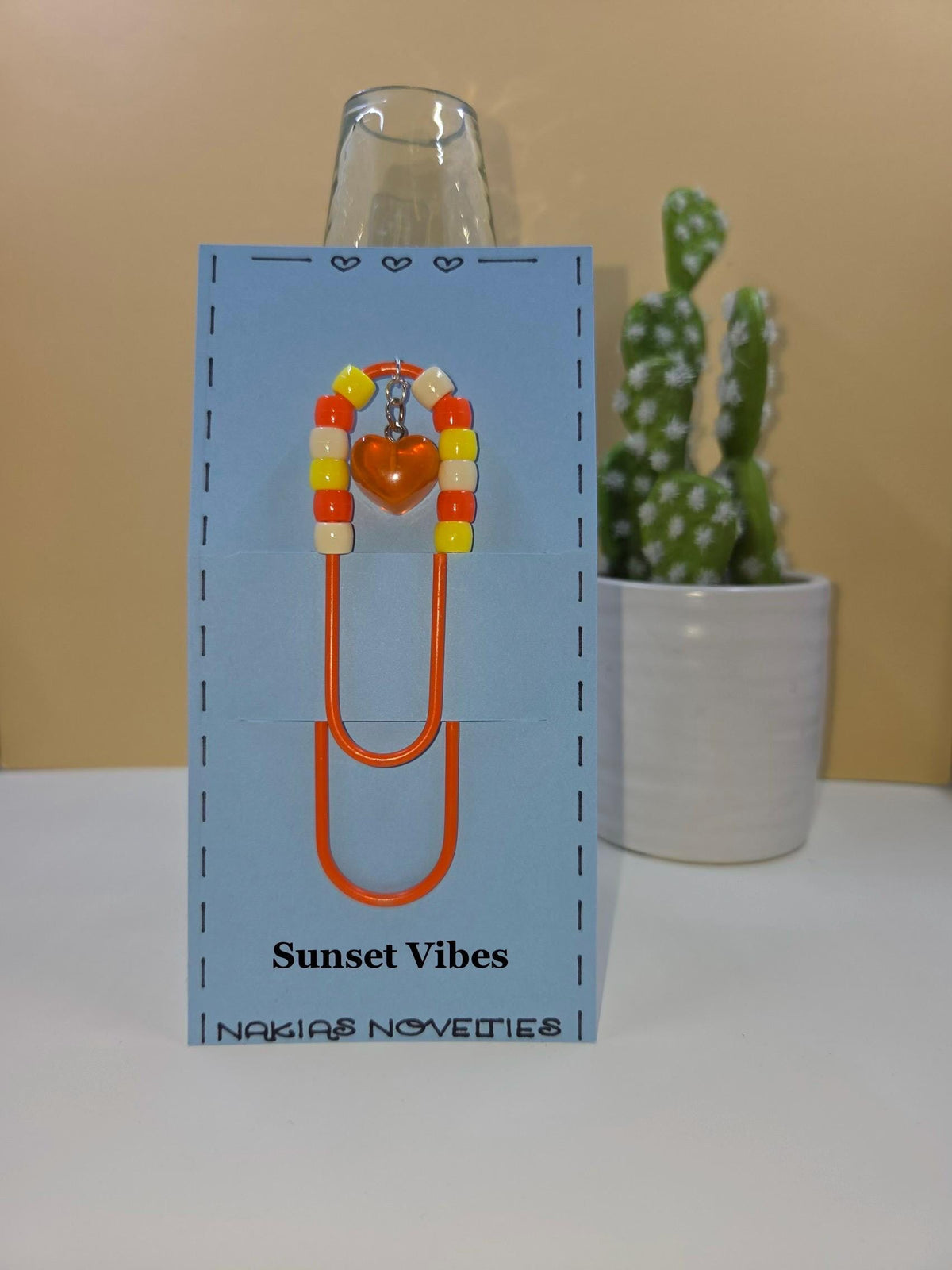 Beaded Jumbo Paper Clips with Heart Charms | Colorful Planner Accessories