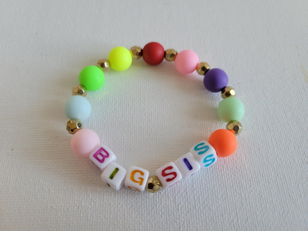 Big Sister\ Mid Sister\ Lil Sister Beaded Name Bracelet Personalized Jewery
