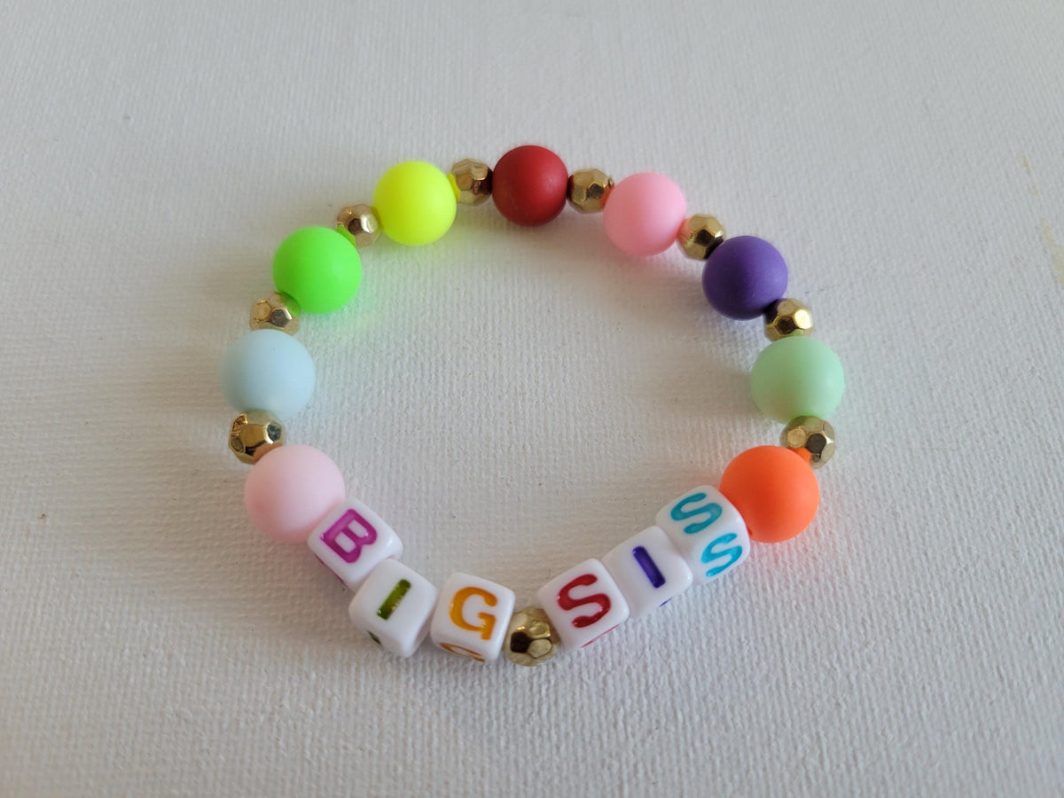 Big Sister\ Mid Sister\ Lil Sister Beaded Name Bracelet Personalized Jewery