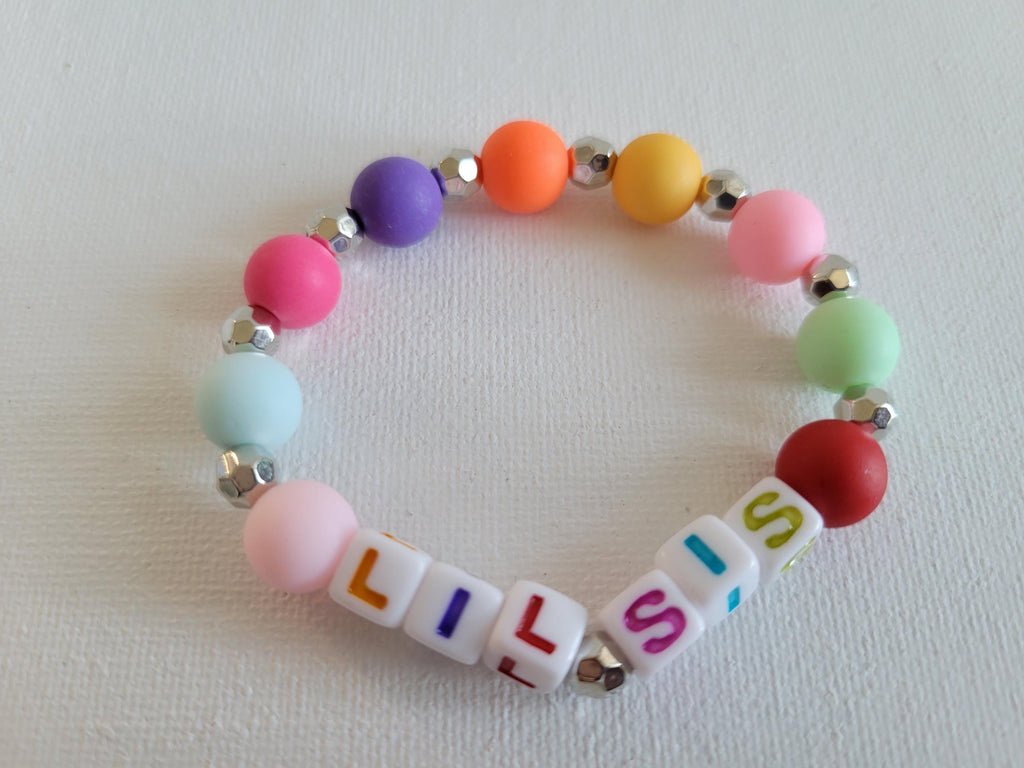 Big Sister\ Mid Sister\ Lil Sister Beaded Name Bracelet Personalized Jewery