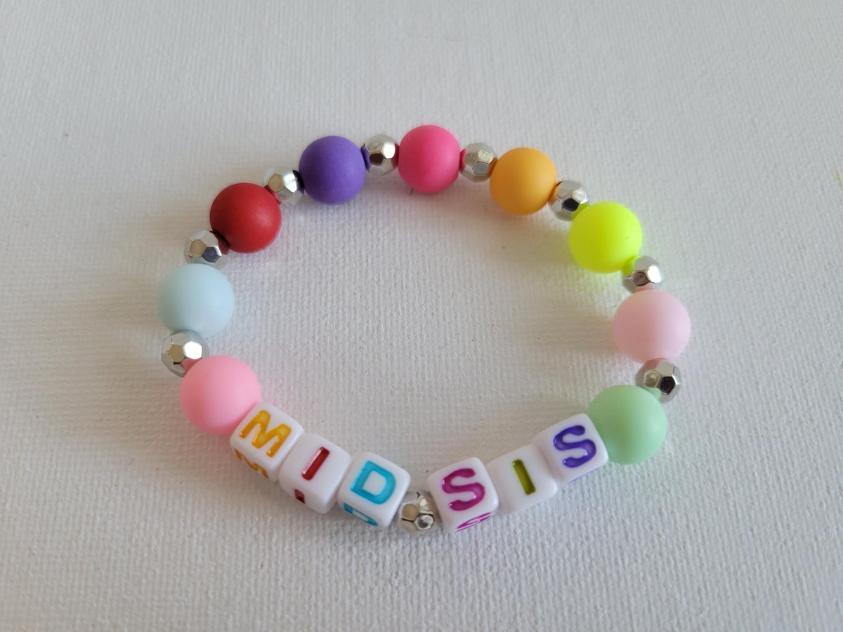 Big Sister\ Mid Sister\ Lil Sister Beaded Name Bracelet Personalized Jewery