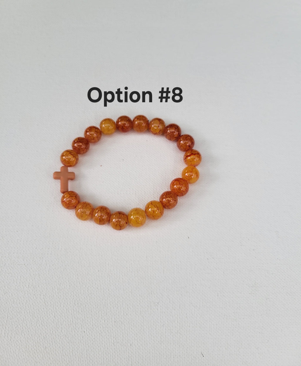 Cross Charm Beaded Stretch Bracelet Stackable Religious Christian Set 2