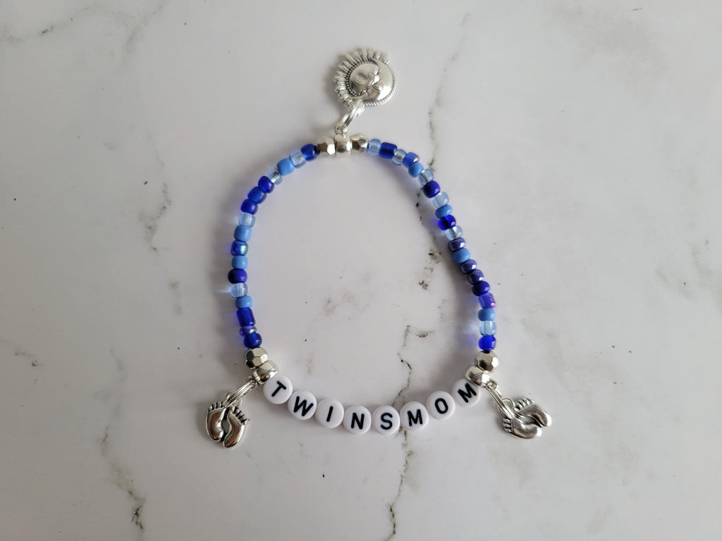 Twins Mom Seed Bead Bracelet: Stretchy New Mom Gift