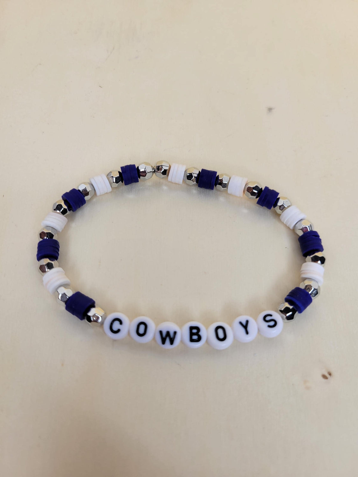 Cowboys Inspired Clay Bead Bracelet: Football Game Day Team Jewelry