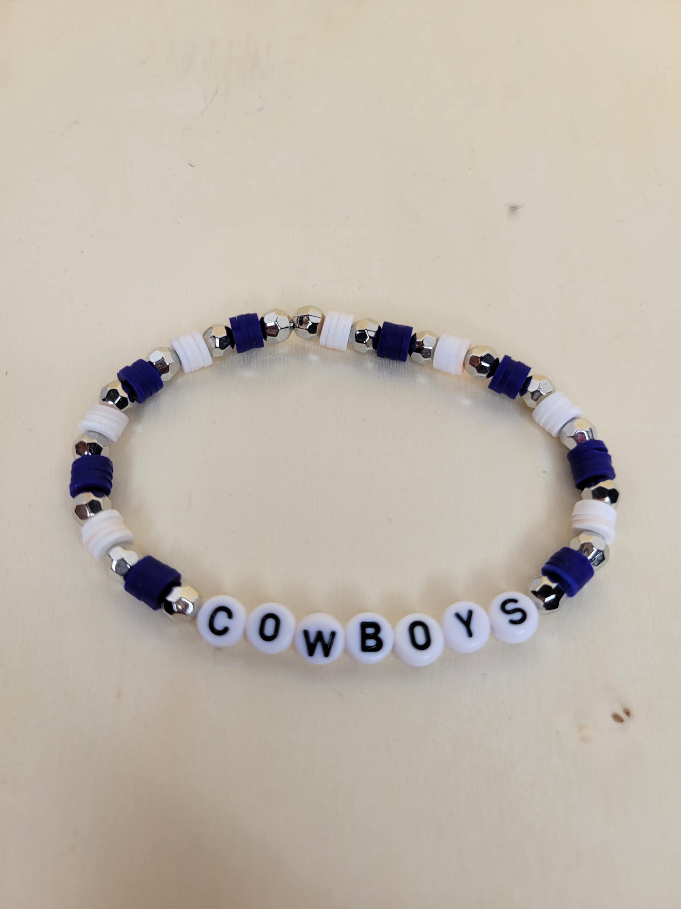 Cowboys  Inspired Clay Bead Bracelet: Football Game Day Team Jewelry