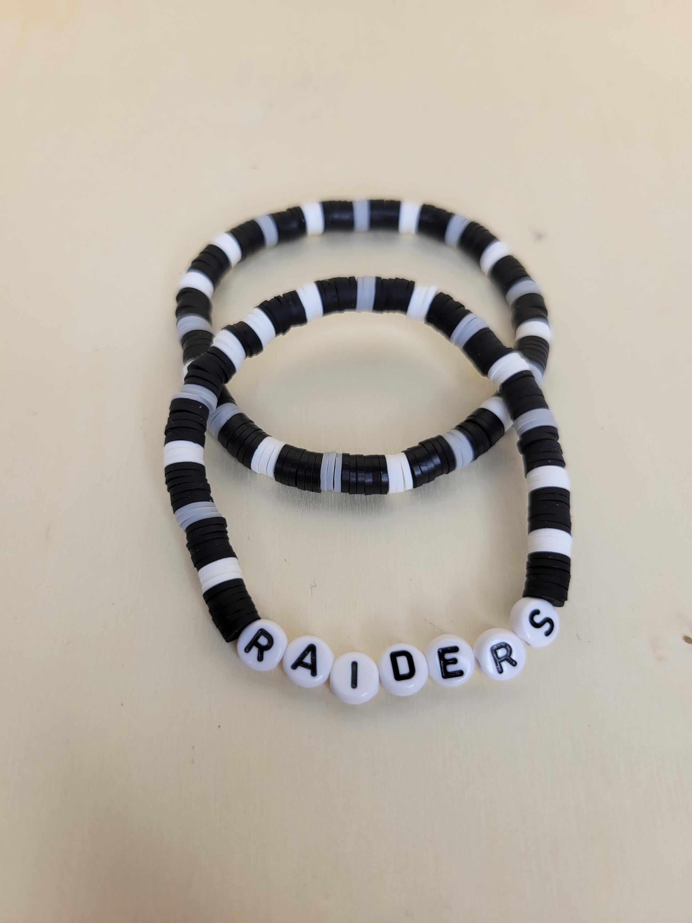 Raiders Clay Bead Bracelet Team Spirit Game Day Jewelry