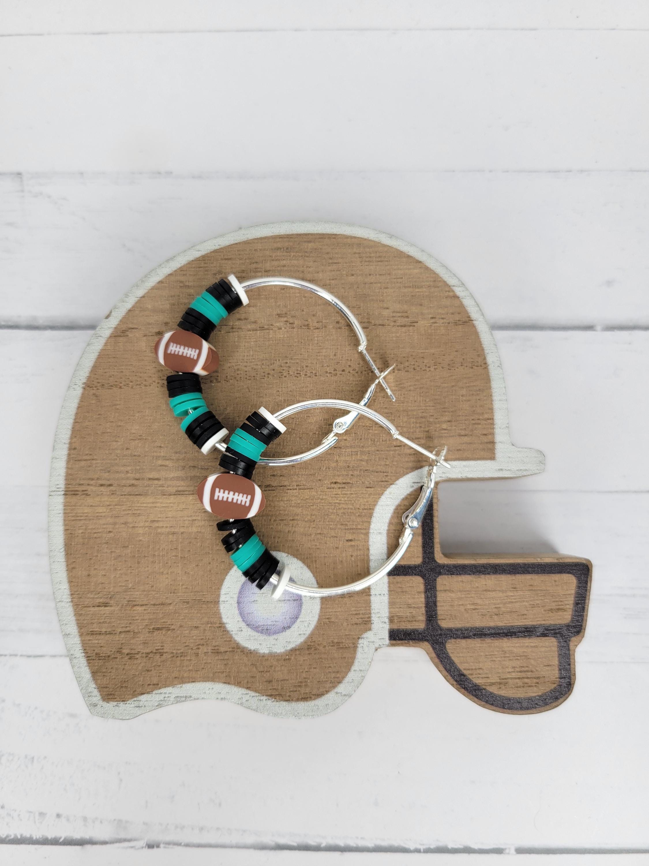 Game Day Team Spirit  Football Heishi Clay  Hoop Earrings