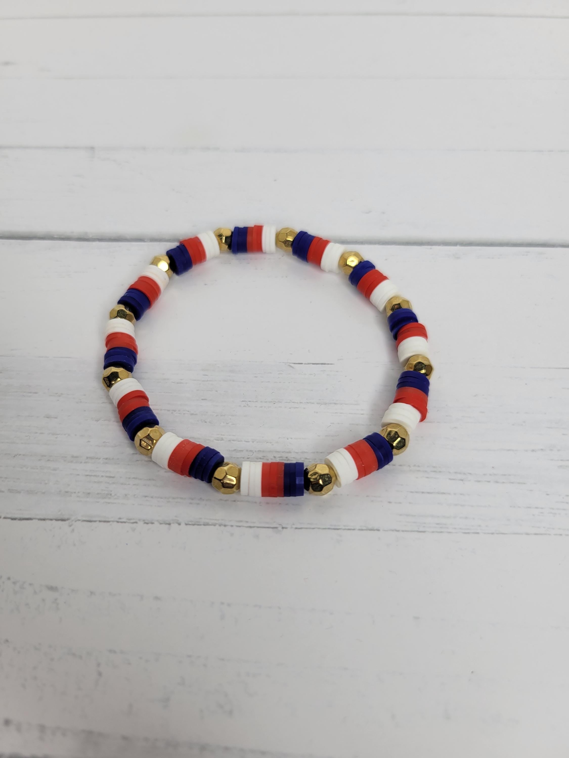 Giants Inspired Clay Bead Bracelets Earrings Set New York Football Team Spirit