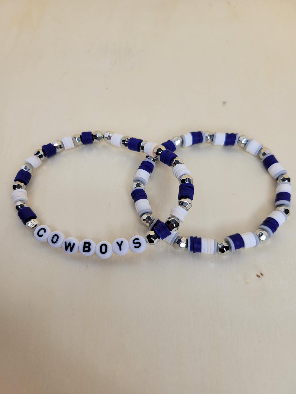 Cowboys  Inspired Clay Bead Bracelet: Football Game Day Team Jewelry