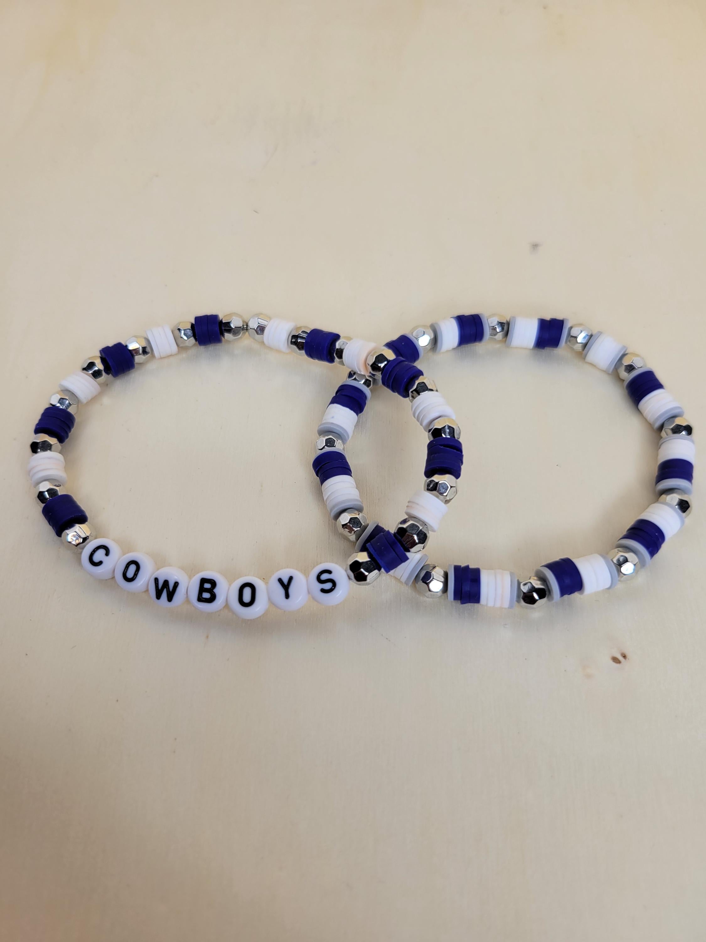 Cowboys  Inspired Clay Bead Bracelet: Football Game Day Team Jewelry