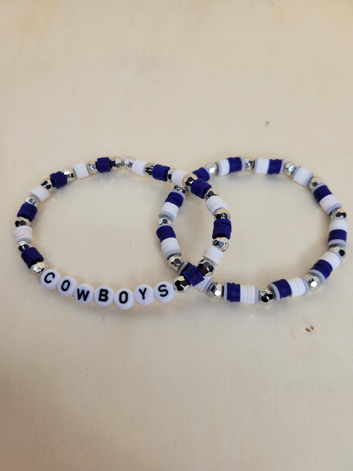 Cowboys  Inspired Clay Bead Bracelet: Football Game Day Team Jewelry