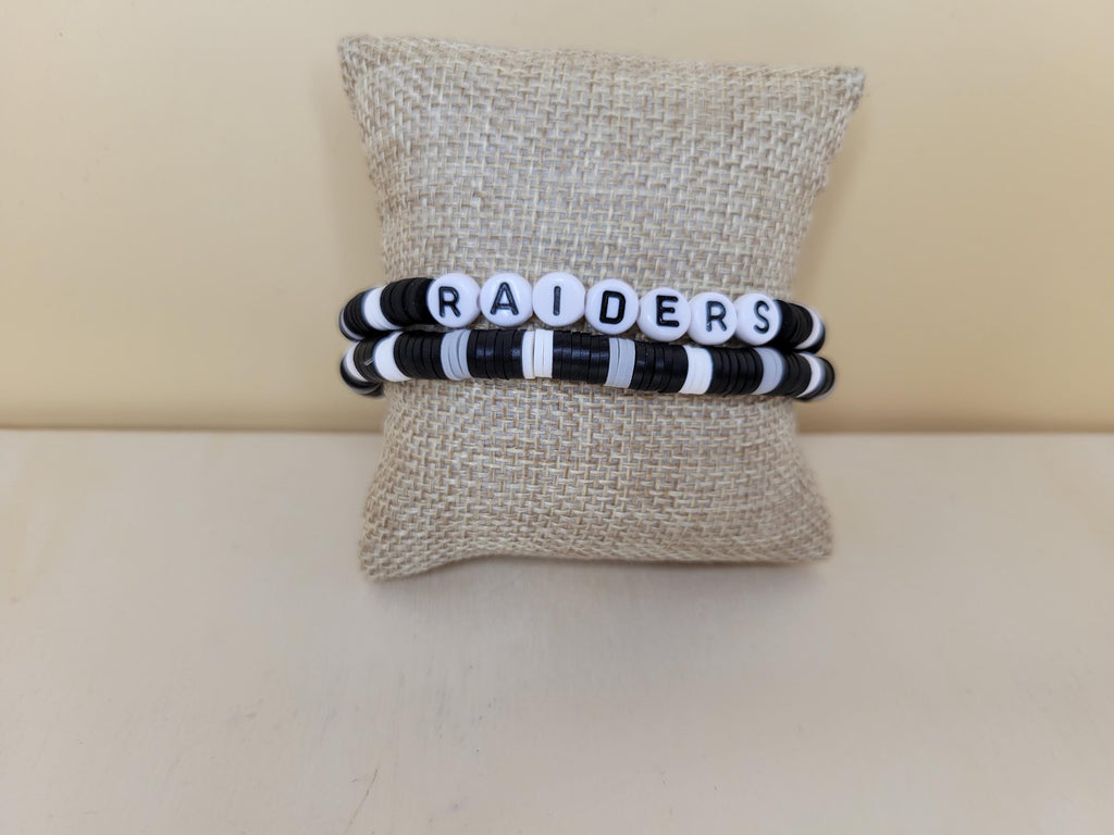 Raiders Clay Bead Bracelet Team Spirit Game Day Jewelry