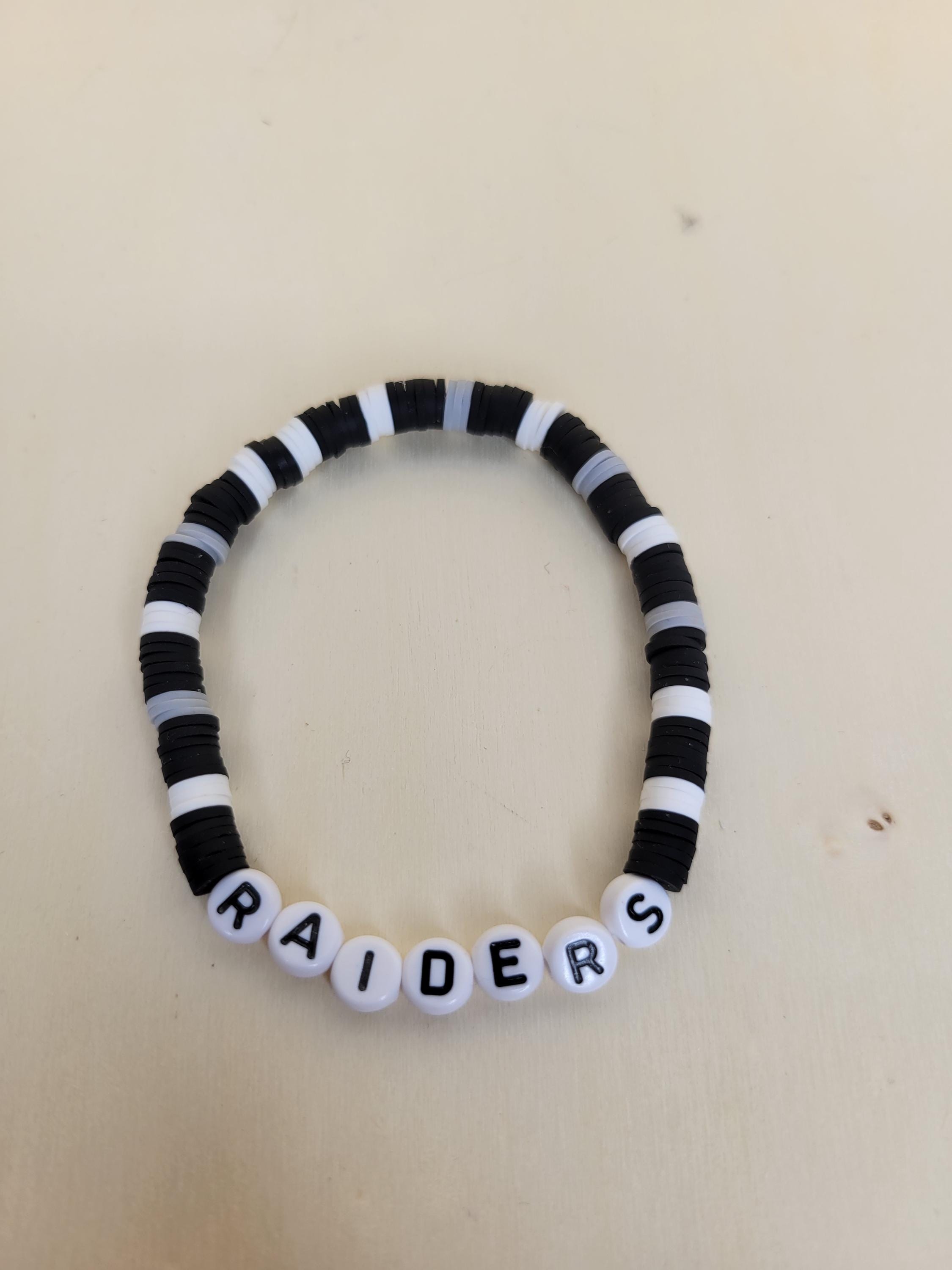 Raiders Clay Bead Bracelet Team Spirit Game Day Jewelry