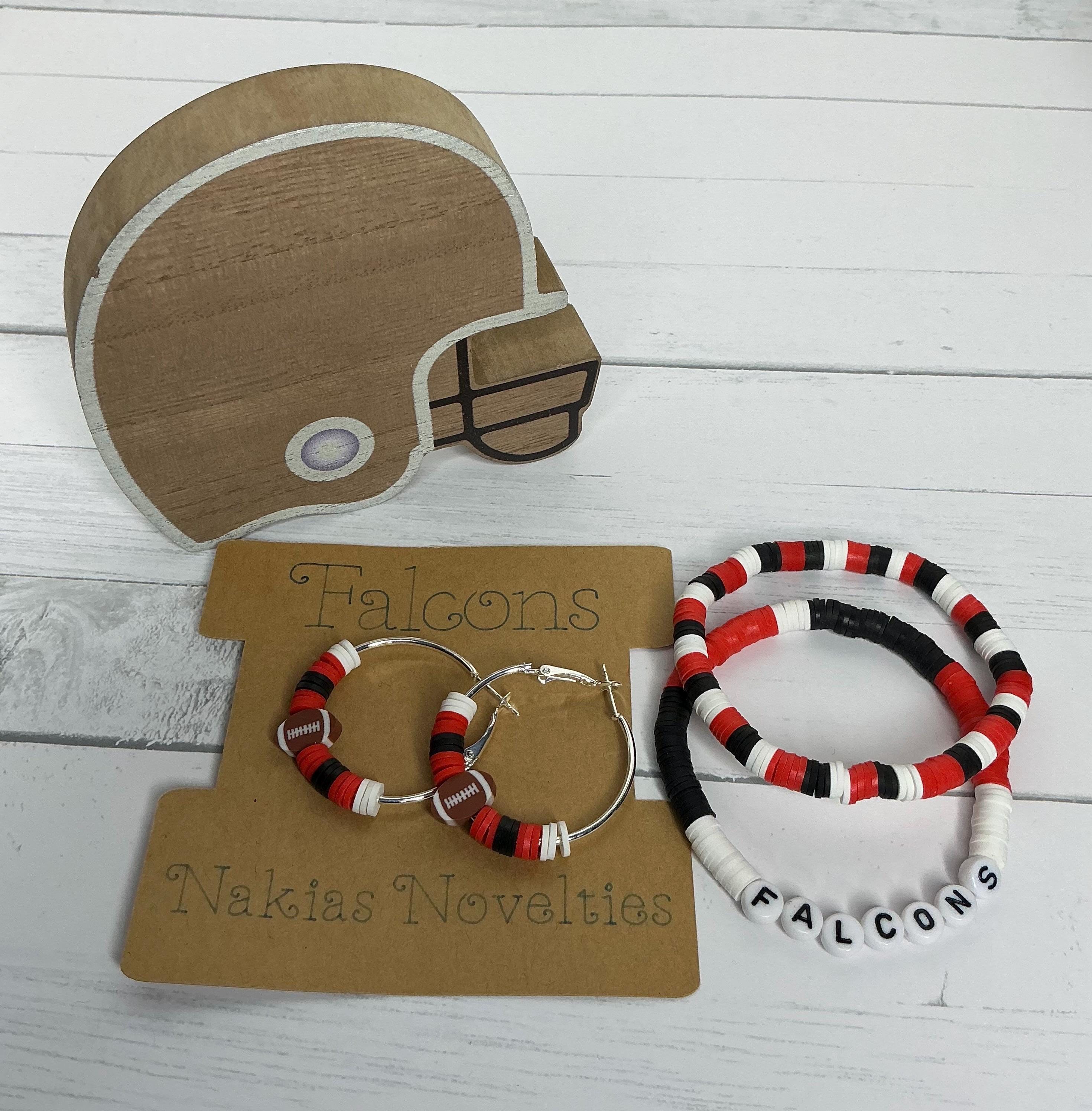 Falcons Inspired Clay Bead Bracelet and Earrings Atlanta Game Day Team Jewelry