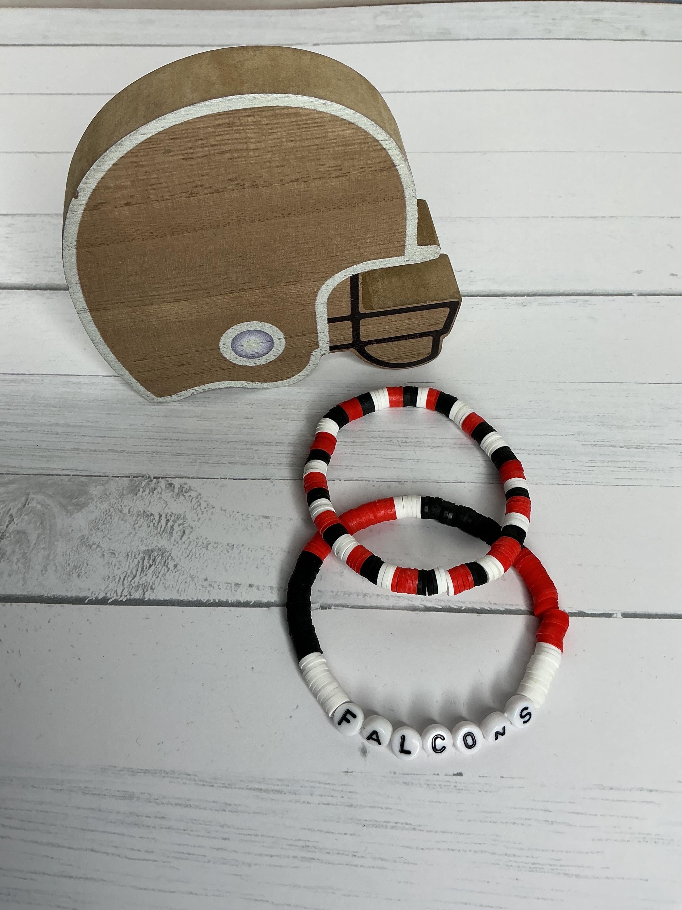 Falcons Inspired Clay Bead Bracelet and Earrings Atlanta Game Day Team Jewelry