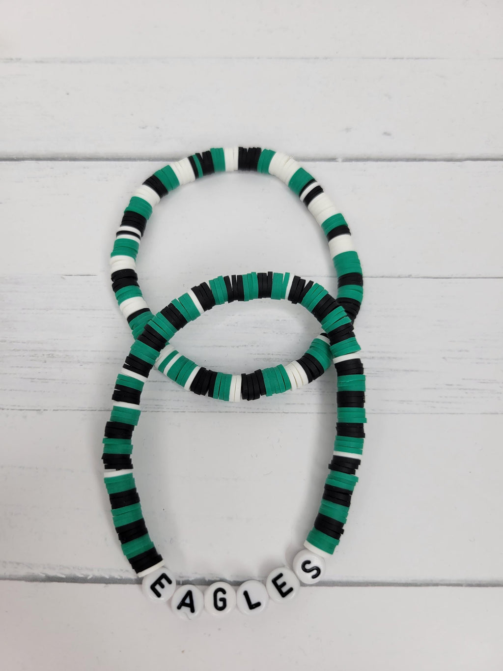 Eagles Clay Bead Bracelet Earrings Set Philadelphia Team Spirit Jewelry