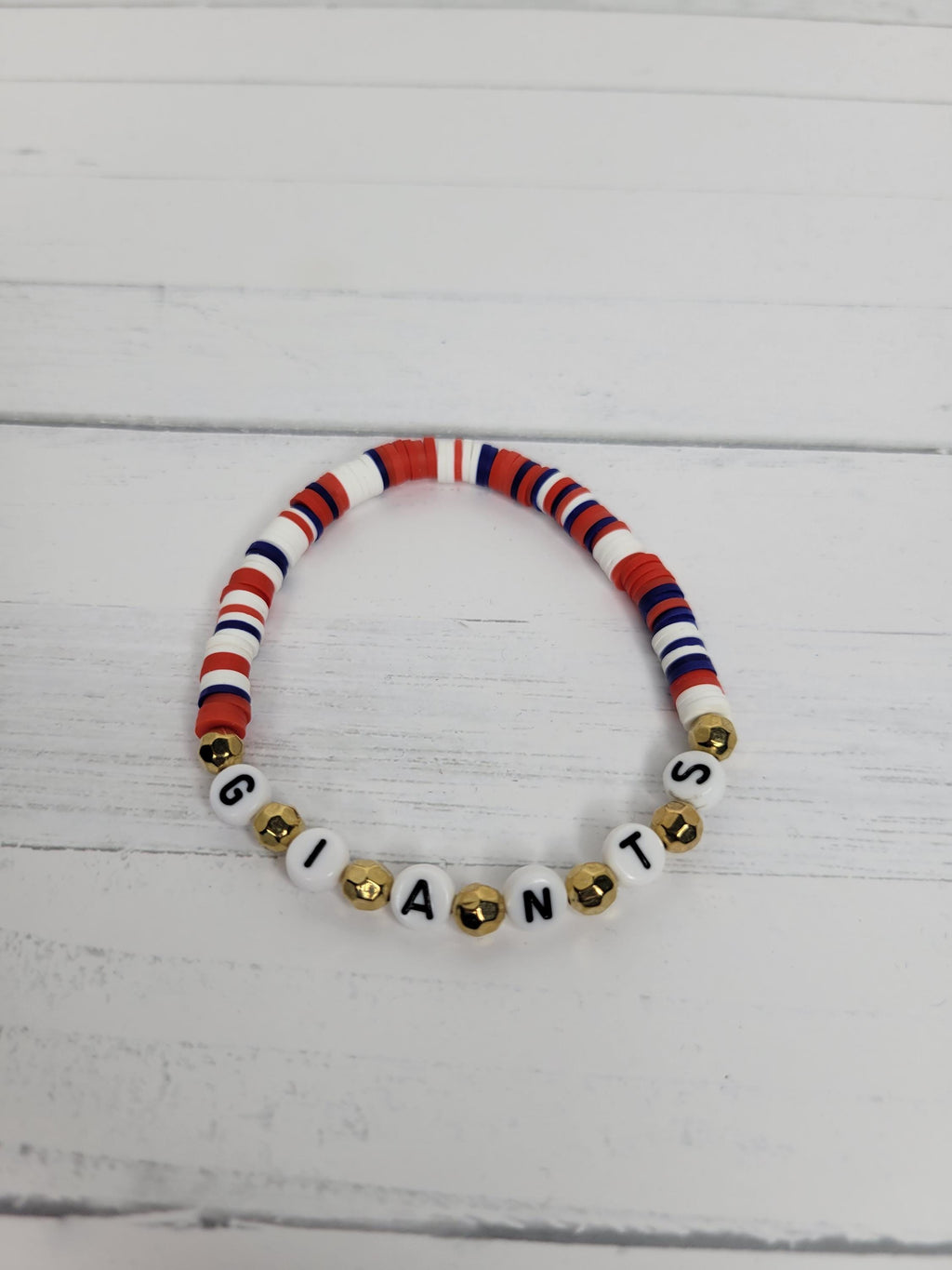 Giants Inspired Clay Bead Bracelets Earrings Set New York Football Team Spirit