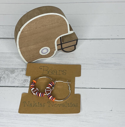 Bears Inspired Clay Bead and Earrings Set Chicago Team Spirit Jewelry Game Day