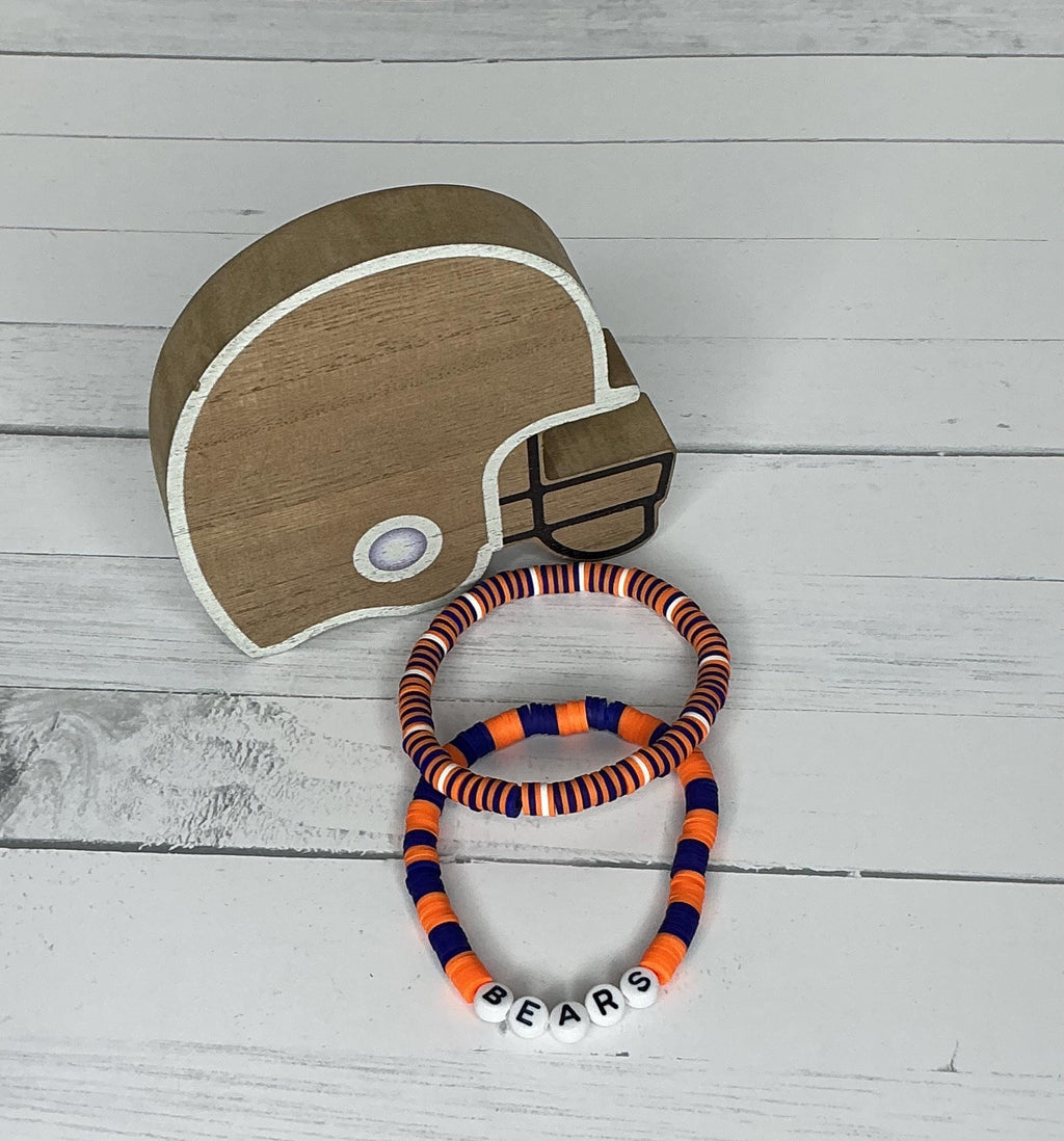 Bears Inspired Clay Bead and Earrings Set Chicago Team Spirit Jewelry Game Day