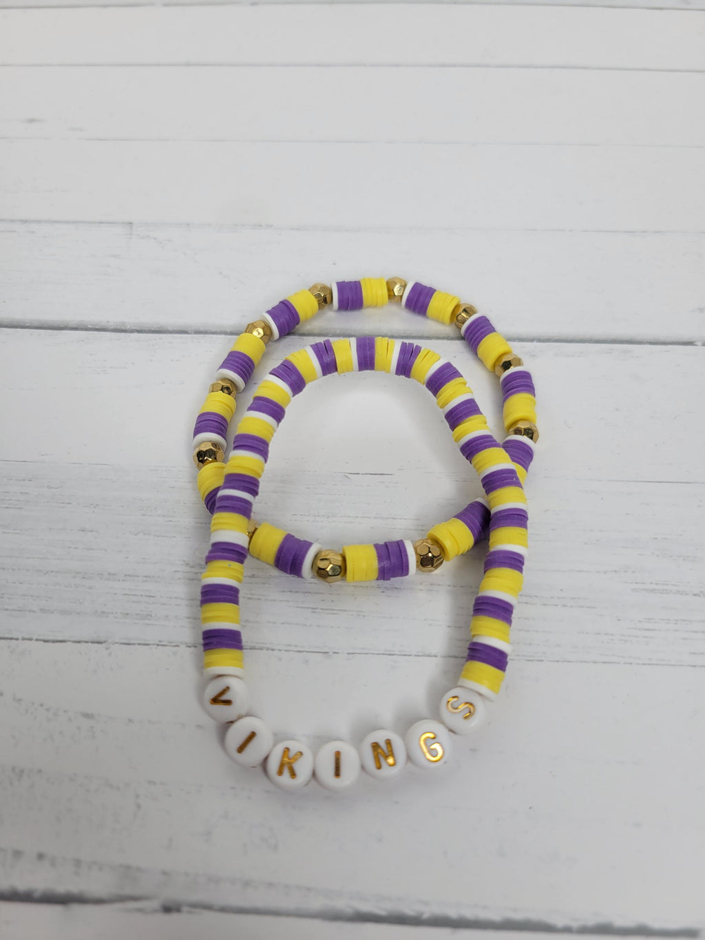 Vikings Inspired  Football  Clay Bracelet and Earrings Minnesota Team Spirit  Game Day Jewelry