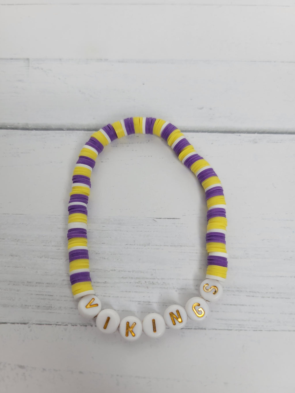 Vikings Inspired  Football  Clay Bracelet and Earrings Minnesota Team Spirit  Game Day Jewelry