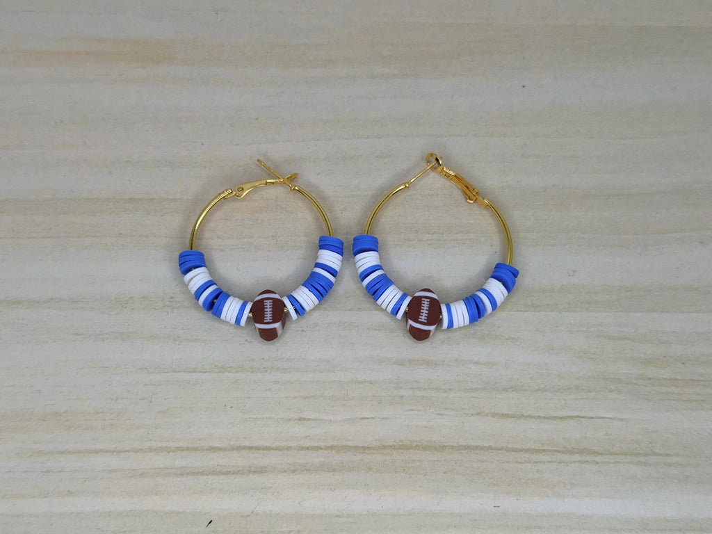 Colts Inspired Clay Bead and Earrings Set Denver Team Spirit Jewelry Game Day