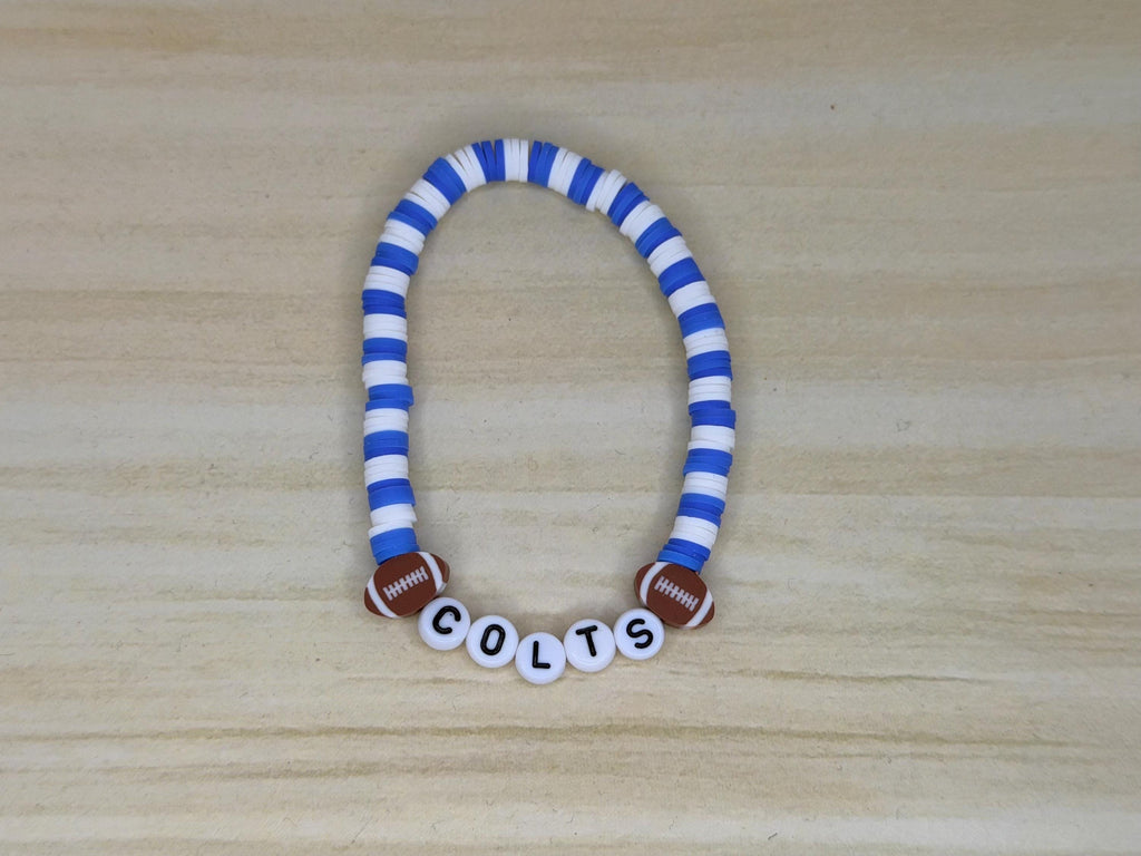 Colts Inspired Clay Bead and Earrings Set Denver Team Spirit Jewelry Game Day