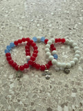 Dream Spirit Basketball Charm Bracelet Set – 3 Stackable Beaded Bracelets in Custom Team Colors