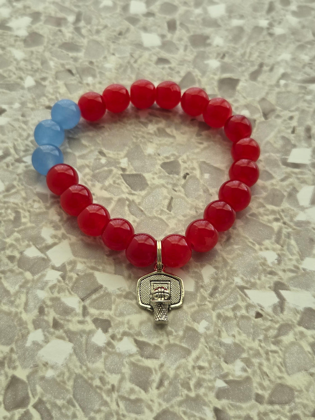 Dream Spirit Basketball Charm Bracelet Set – 3 Stackable Beaded Bracelets in Custom Team Colors