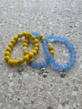 Sky Spirit Basketball Charm Bracelet Set – 3 Stackable Beaded Bracelets in Custom Team Colors