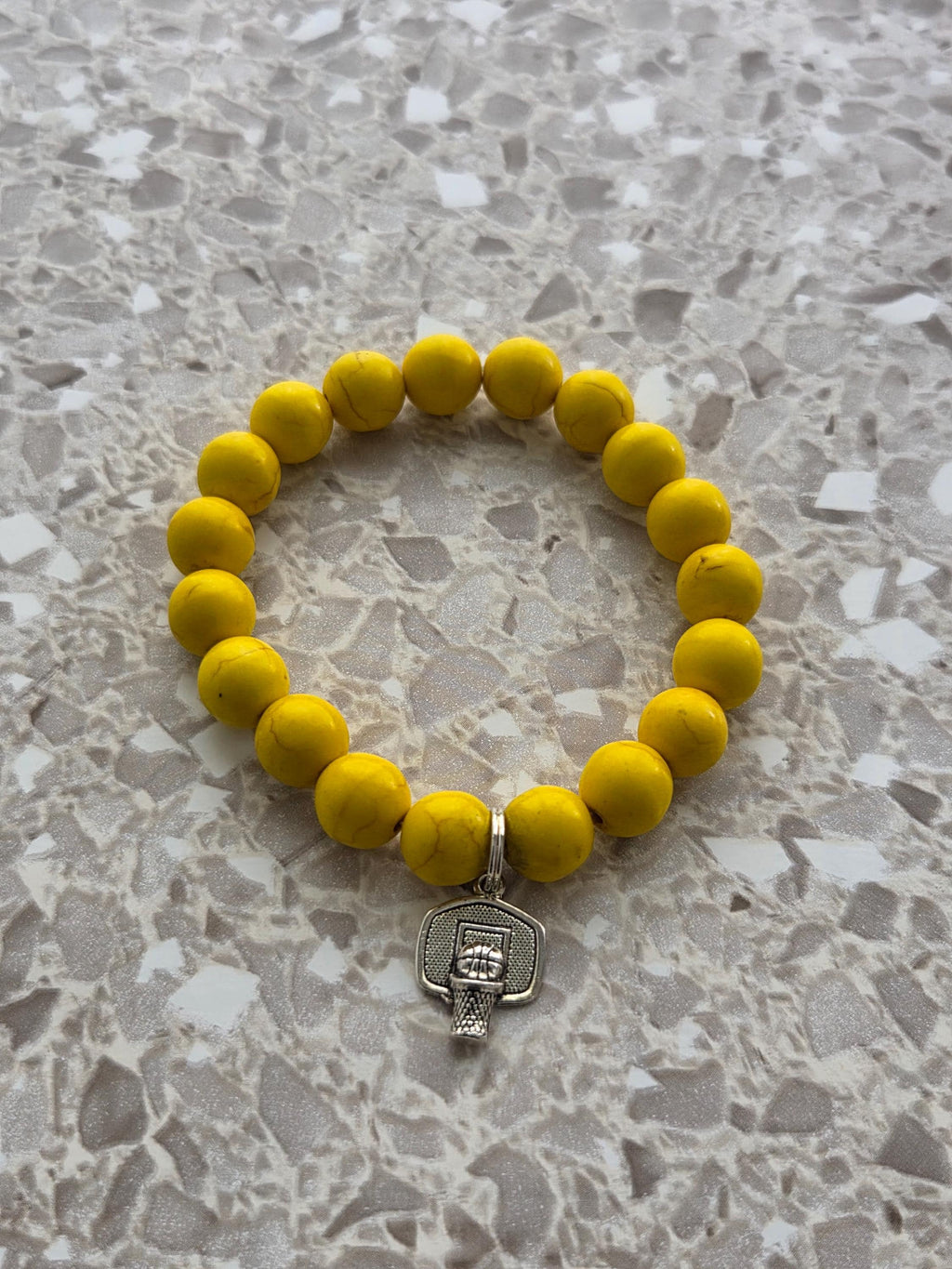Sky Spirit Basketball Charm Bracelet Set – 3 Stackable Beaded Bracelets in Custom Team Colors