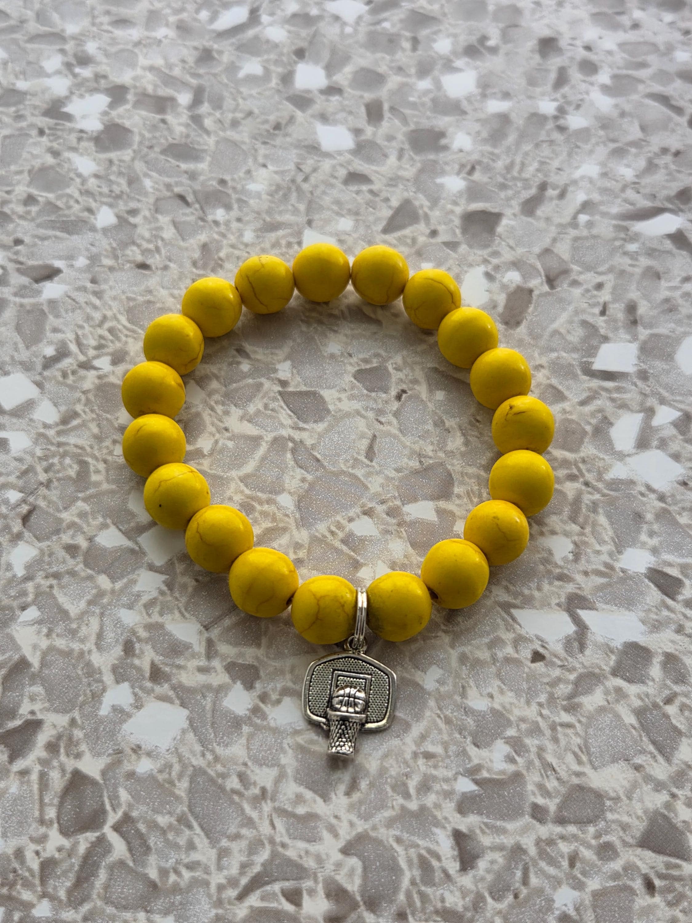 Sky Spirit Basketball Charm Bracelet Set – 3 Stackable Beaded Bracelets in Custom Team Colors