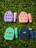 Mini Backpack Pouch and Tumbler Keychain Set: Pink, Purple, Teal, Navy Bag Charms