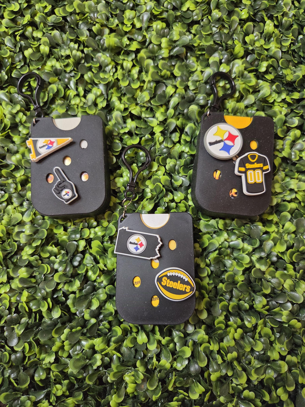 Steelers Inspired Custom Hand Sanitizer Keychain with Charms