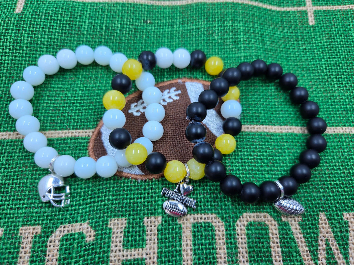 Steelers Inspired Handmade Football Charms Bracelets Set
