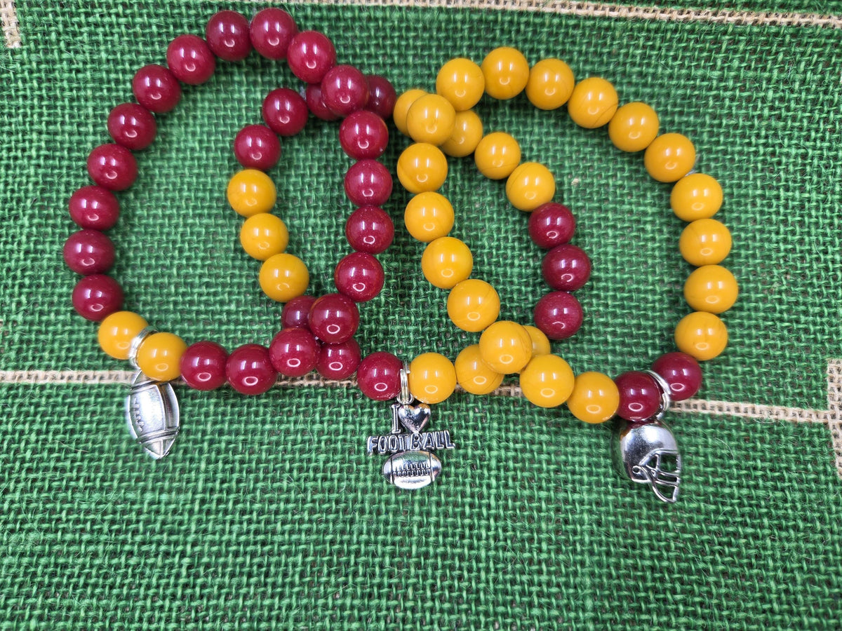 Commanders Inspired Handmade Football Charm Bracelets Set