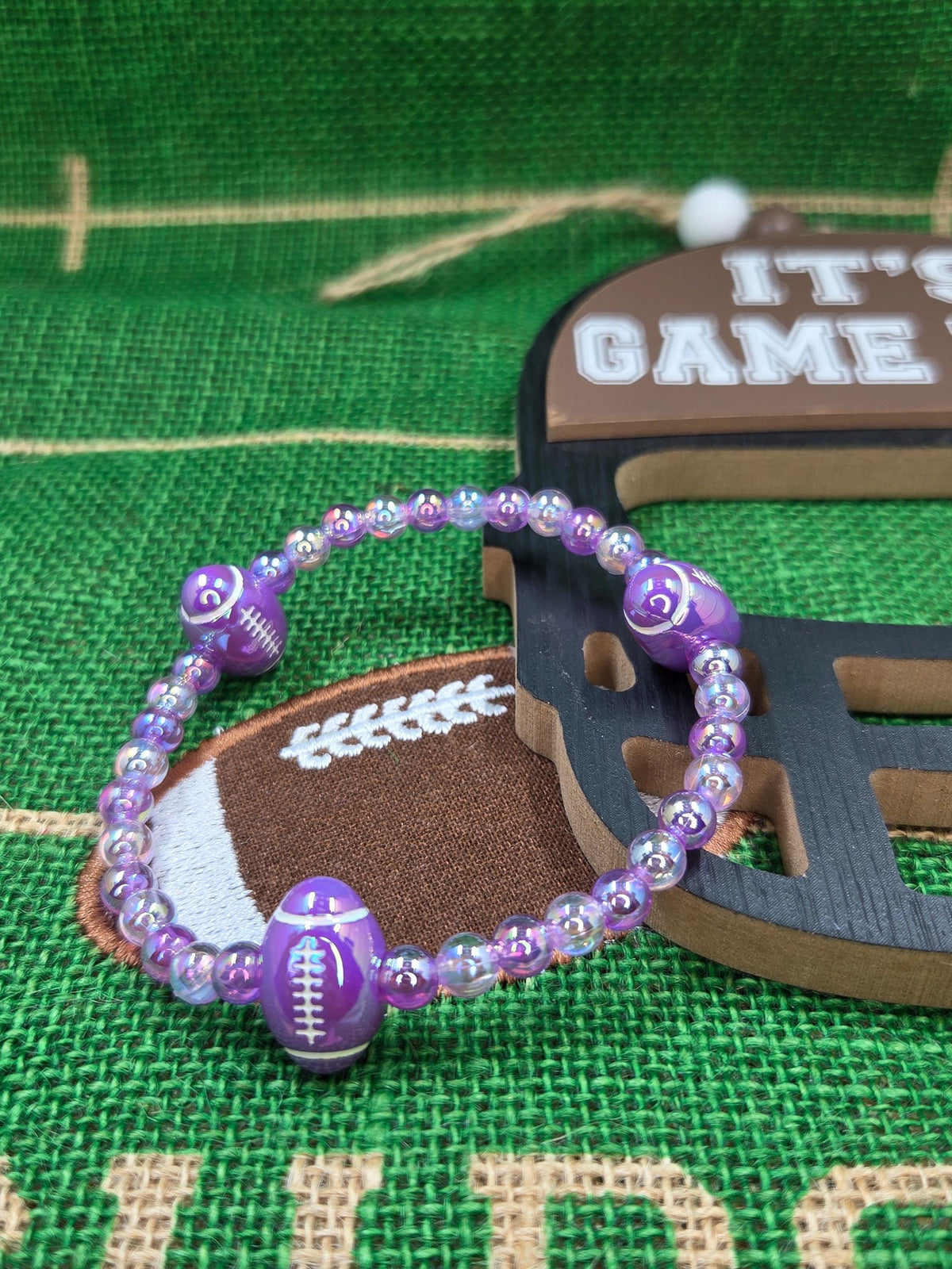Game Day Football | Iridescent Football Beads Bracelets | Colorful Tailgate Jewelry & Spirit Wear Gift