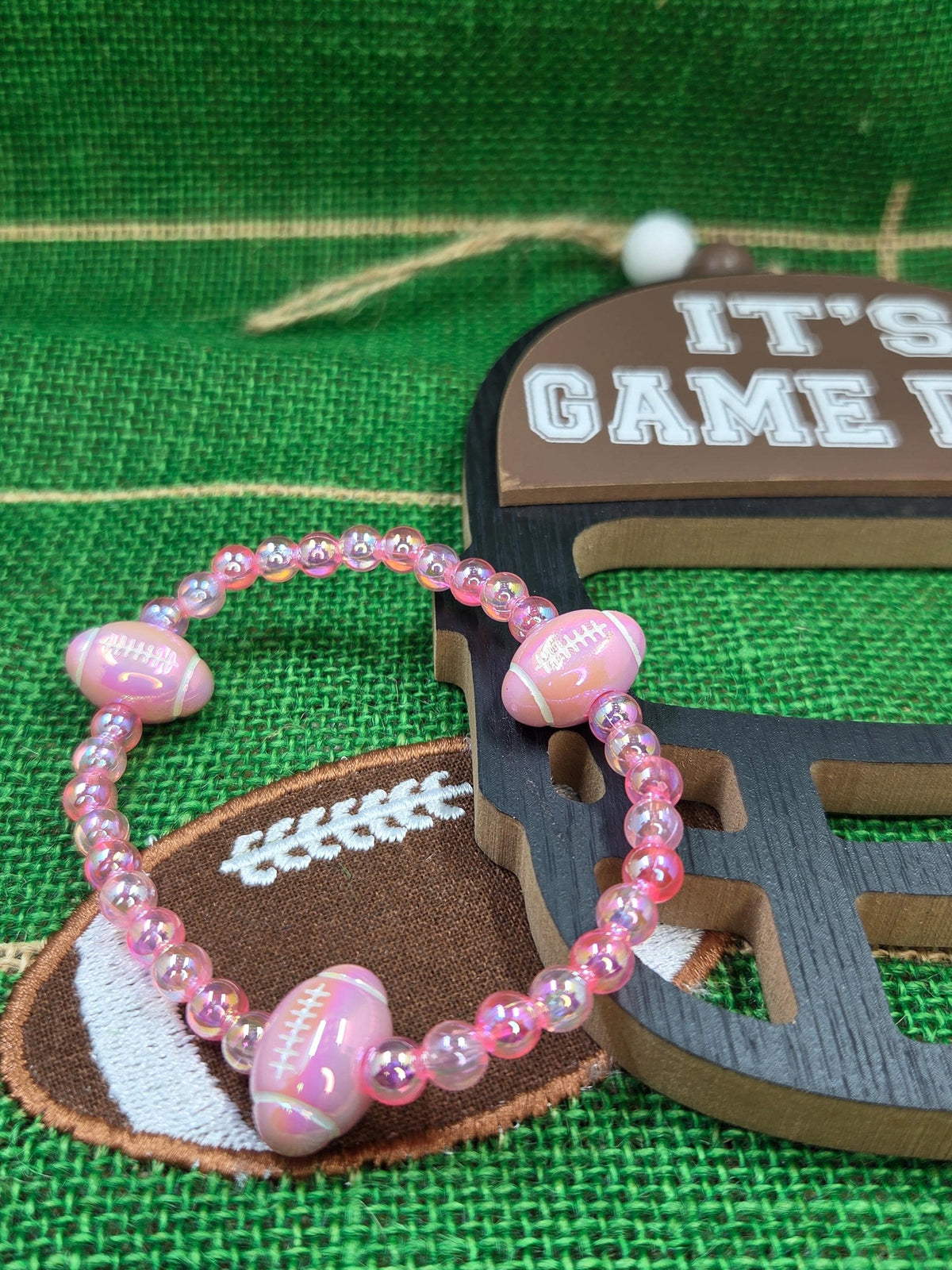 Game Day Football | Iridescent Football Beads Bracelets | Colorful Tailgate Jewelry & Spirit Wear Gift