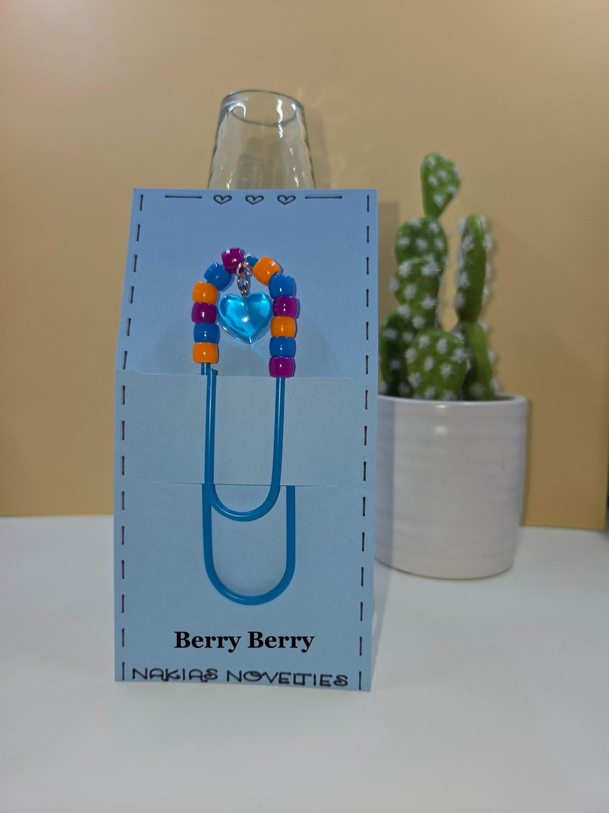Beaded Jumbo Paper Clips with Heart Charms | Colorful Planner Accessories