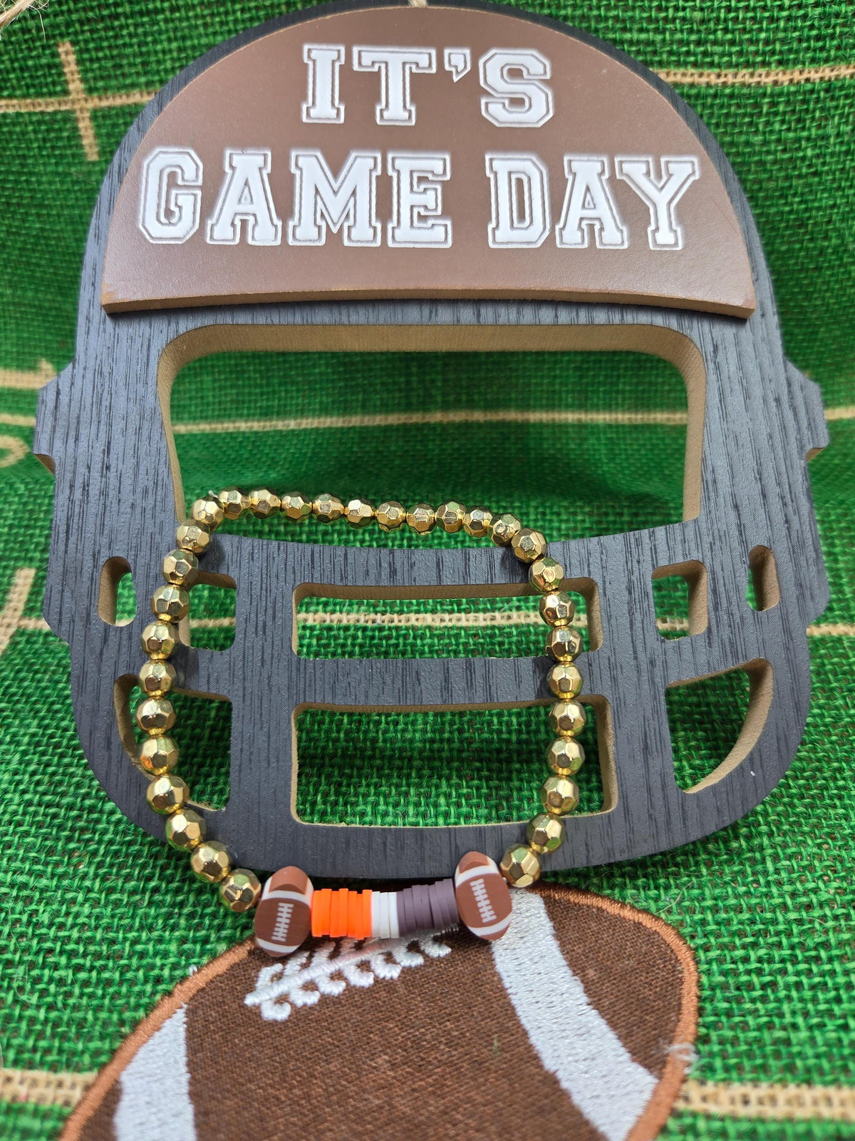 Browns Inspired Clay Bead and Earrings Set Cleveland Team Spirit Jewelry Game Day