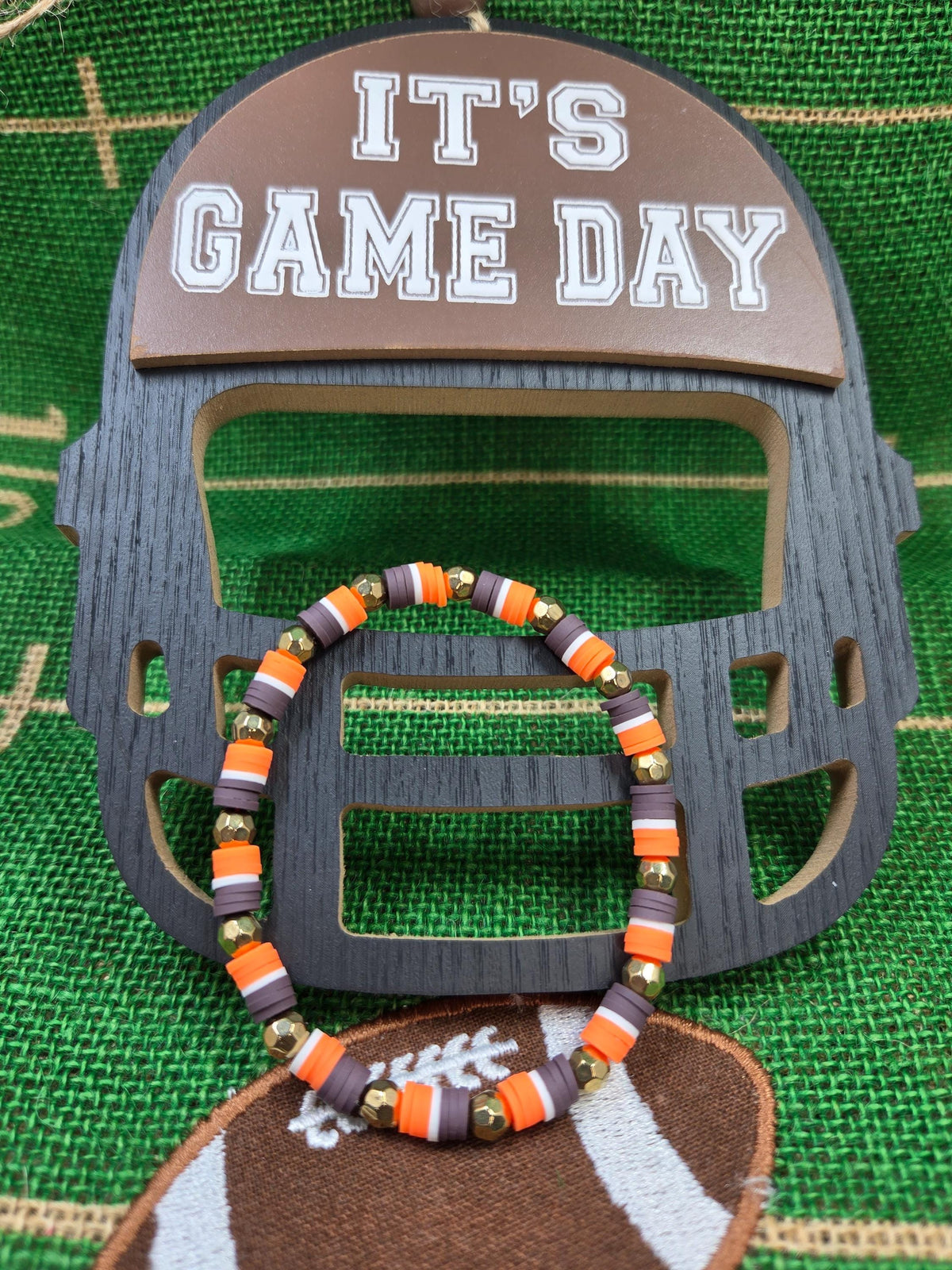 Browns Inspired Clay Bead and Earrings Set Cleveland Team Spirit Jewelry Game Day
