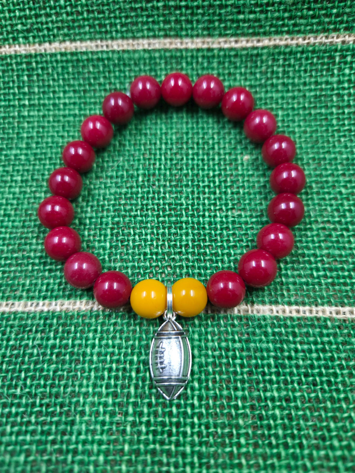 Commanders Inspired Handmade Football Charm Bracelets Set