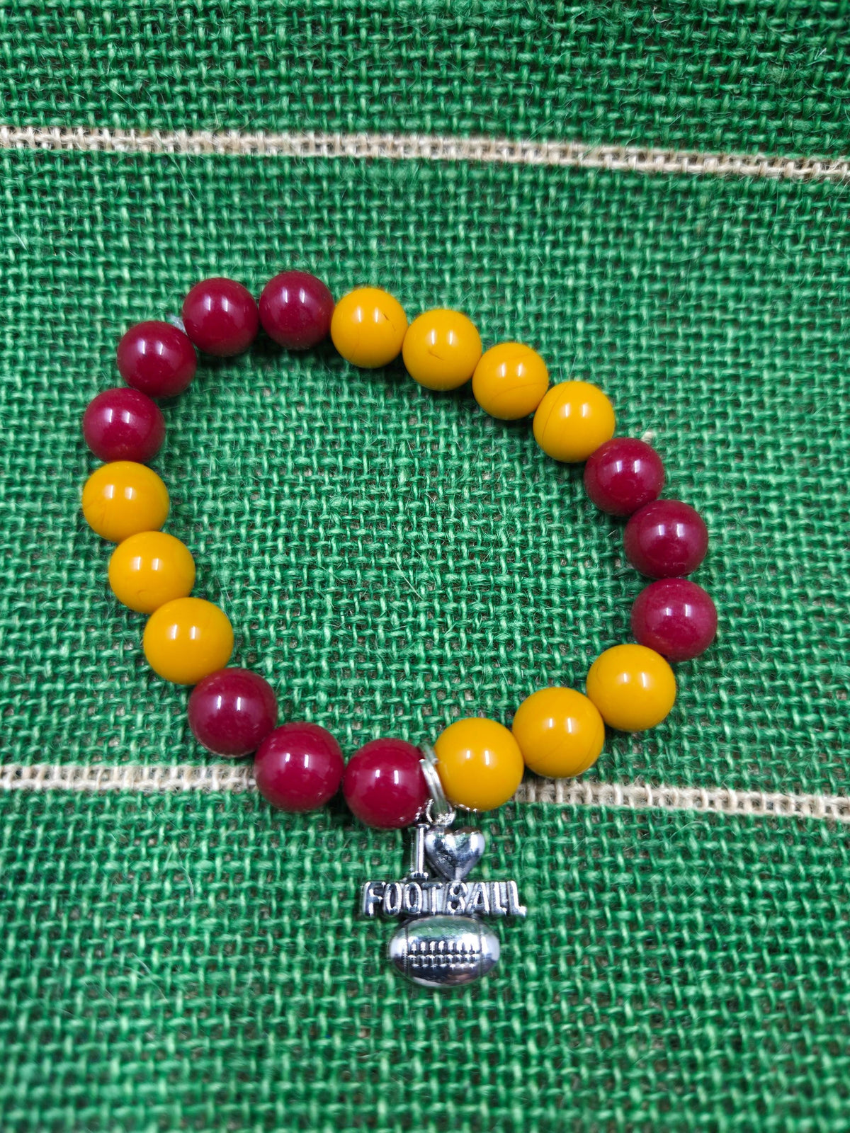 Commanders Inspired Handmade Football Charm Bracelets Set
