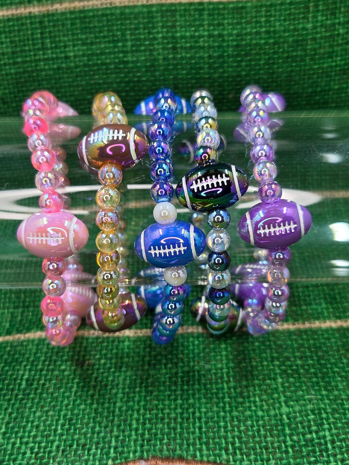 Game Day Football | Iridescent Football Beads Bracelets | Colorful Tailgate Jewelry & Spirit Wear Gift