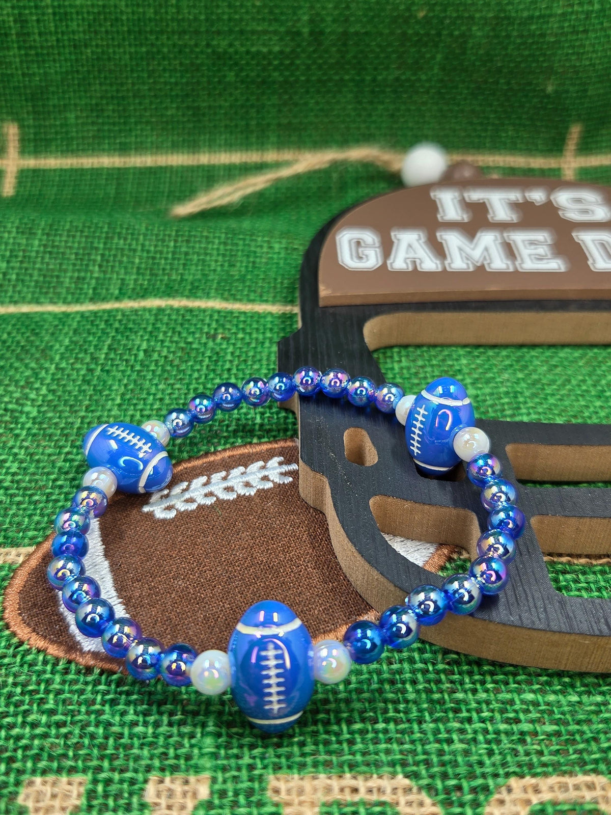 Game Day Football | Iridescent Football Beads Bracelets | Colorful Tailgate Jewelry & Spirit Wear Gift